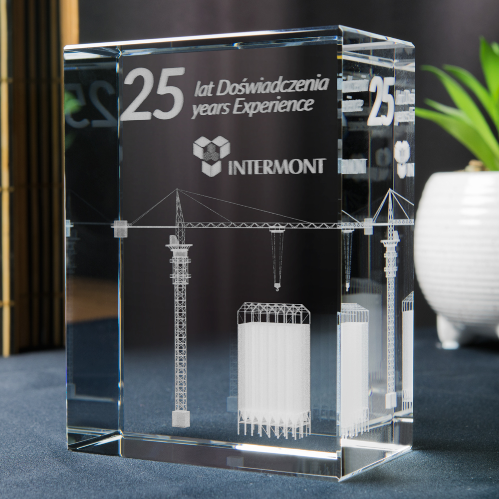 Statuetka dźwig 3D z okazji 25 rocznicy działalności firmy Intermont
