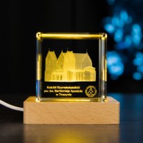 Statuetka 3D z kościołem św. Bartłomieja na podstawce ZUK LD014 - żółte podświetlenie