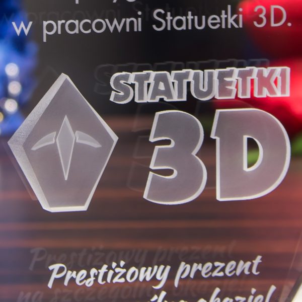 Statuetka 3D z logo Statuetki 3D - zbliżenie