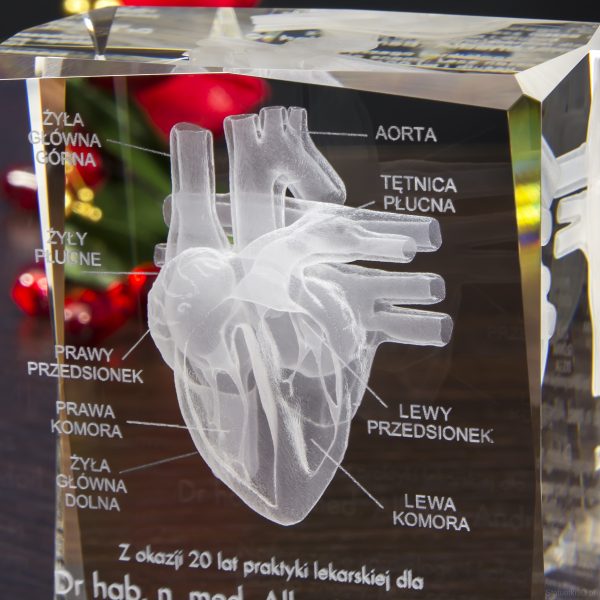 Statuetka z modelem 3D serca - zbliżenie