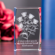 Bukiet róż 3D pomysł na prezent Kryształ 3D - front