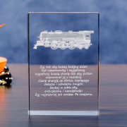 Statuetka z modelem 3D lokomotywy parowej  - front