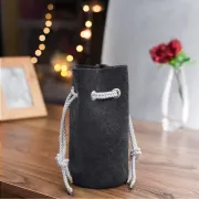 Torba filcowa czarna ze srebrnym sznurkiem. Wysokość 21 cm