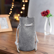 Torba filcowa szara ze srebrnym sznurkiem. Wysokość 21 cm