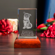 Statuetka 3D z psem na podstawce okrągłej