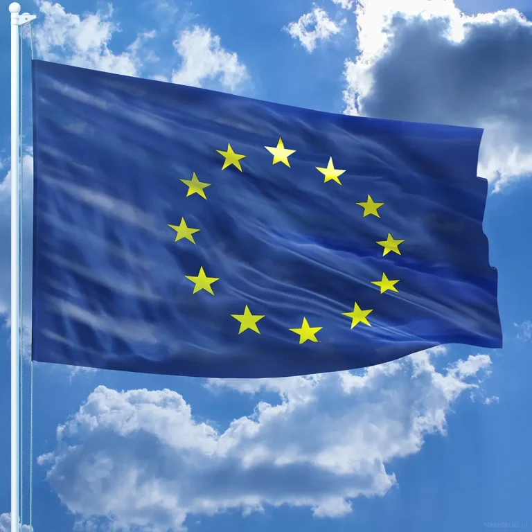 Flaga Unni Europejskiej na wietrze