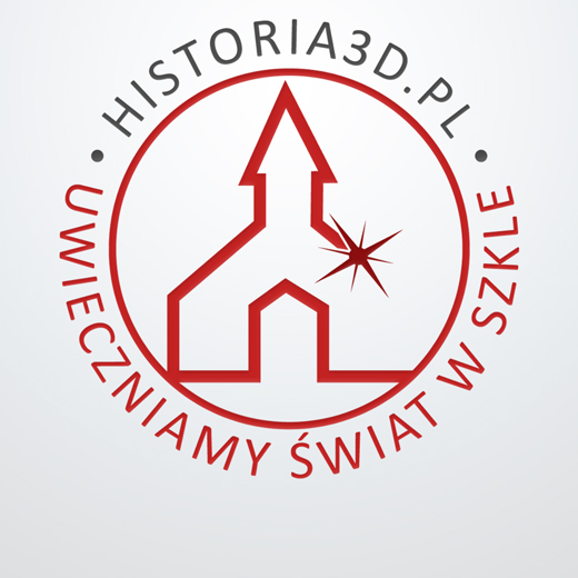Logo Historia3D na tle z gradientem