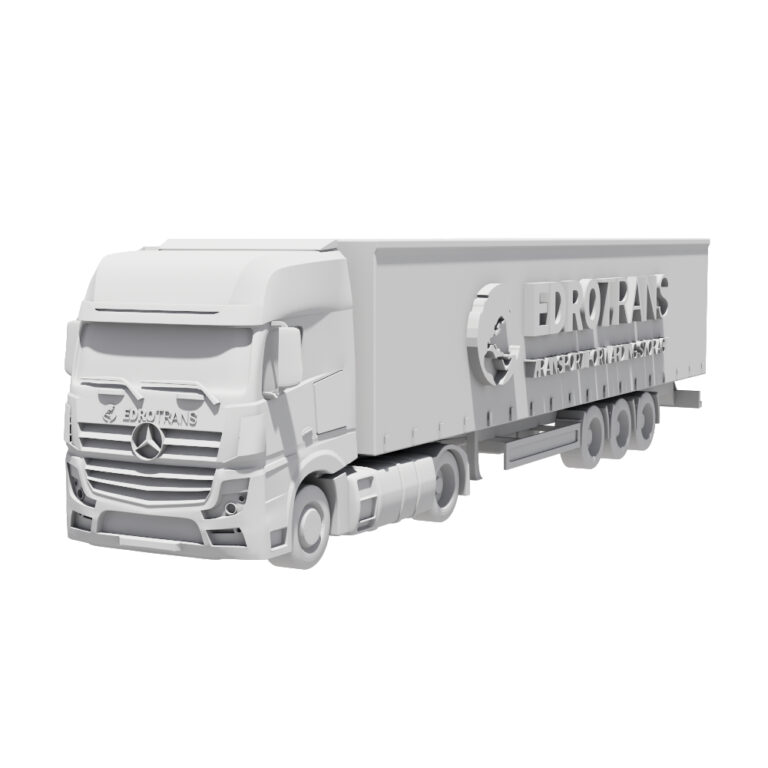 Model 3D ciężarówki Mercedes Actros z logo Edrotrans