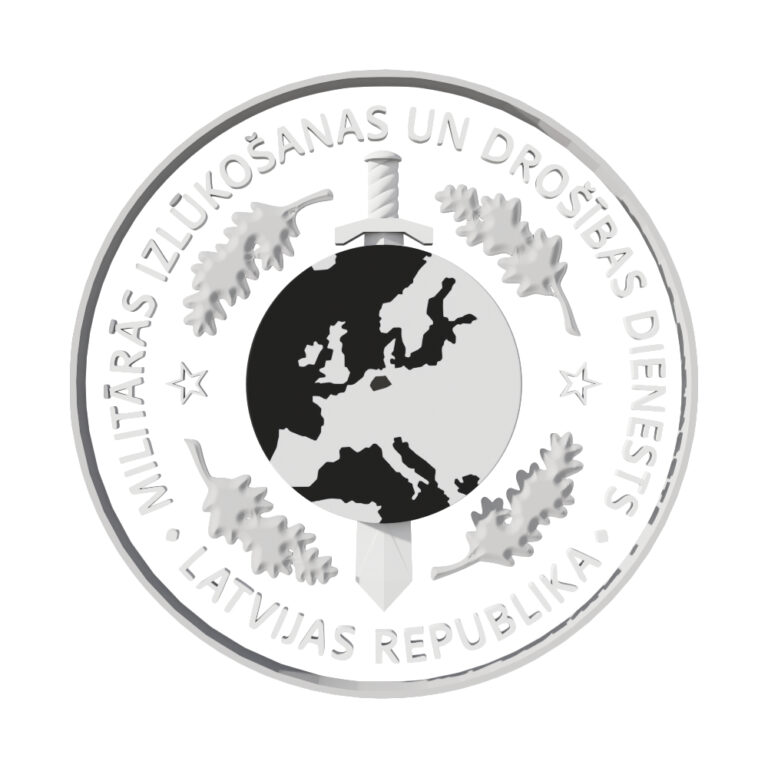 Model 3D logo Latvijas Republika z motywem globu i miecza