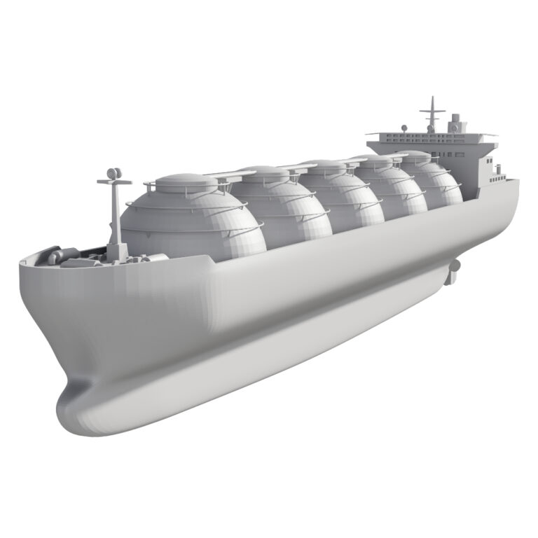 Model 3D tankowca z zbiornikami na pokładzie
